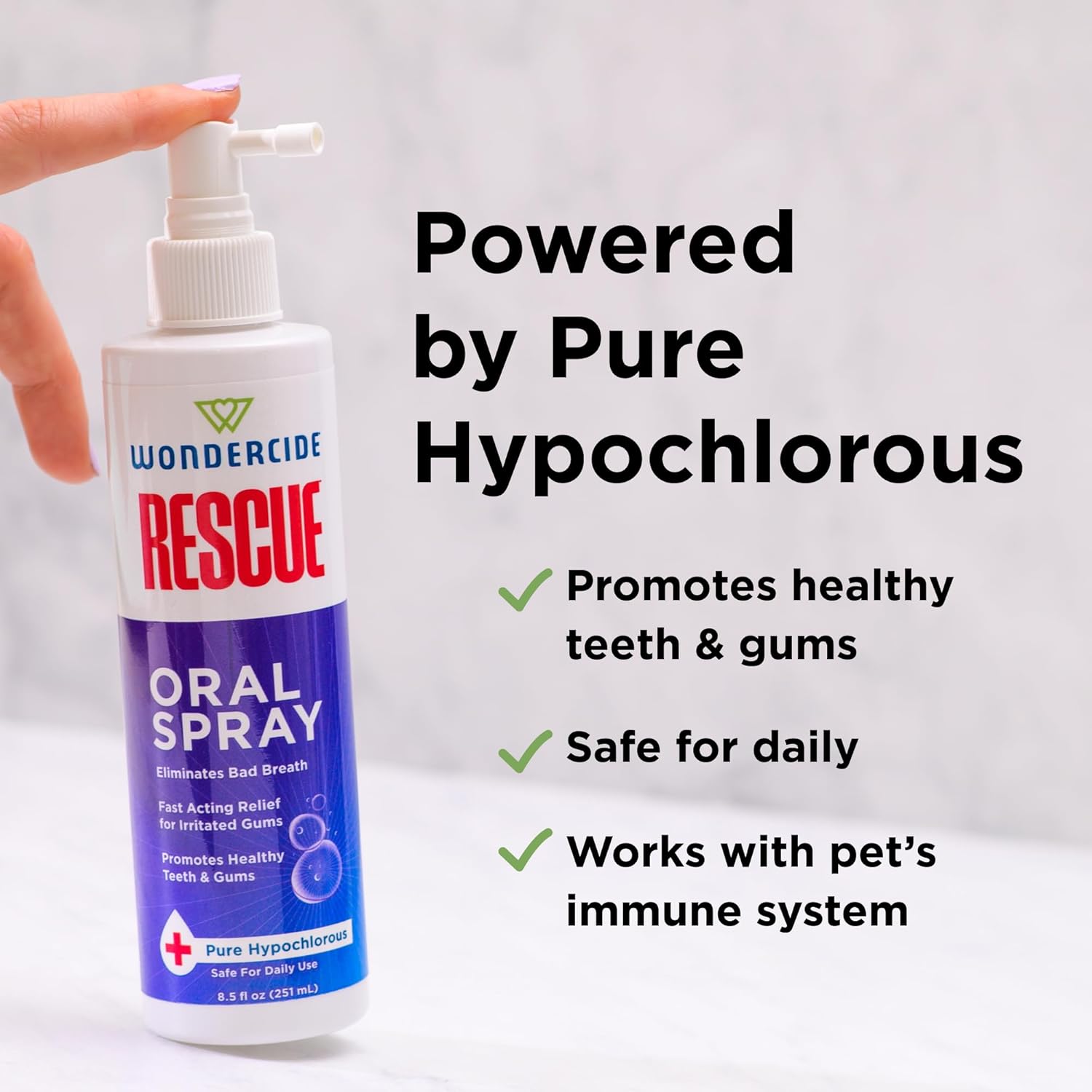 Wondercide Rescue - Oral Spray for Dogs and Cats – Freshens Breath, Soothes Gums, Alcohol Free Daily Dental Care with Pure Hypochlorous – 8.5 oz - Pet Explorer