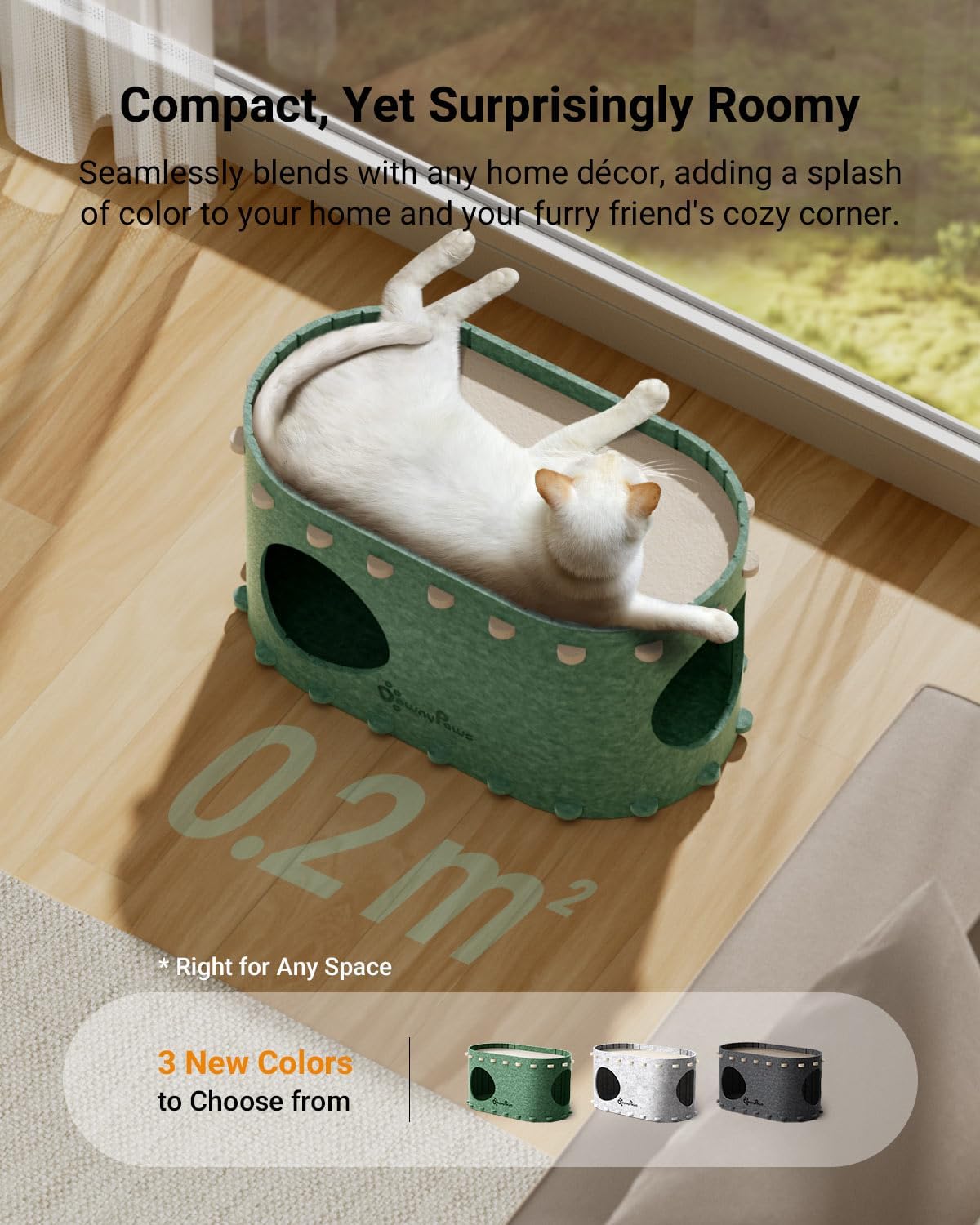 DownyPaws Cat House for Indoor Cats, Cat Bed Cave for Multiple & Large Cats Up to 22 Lbs, Scratch Resistant Peekaboo Cat Caves, Foldable Tunnel Enclosed Bed, PeekaPurr, Forest - Pet Explorer