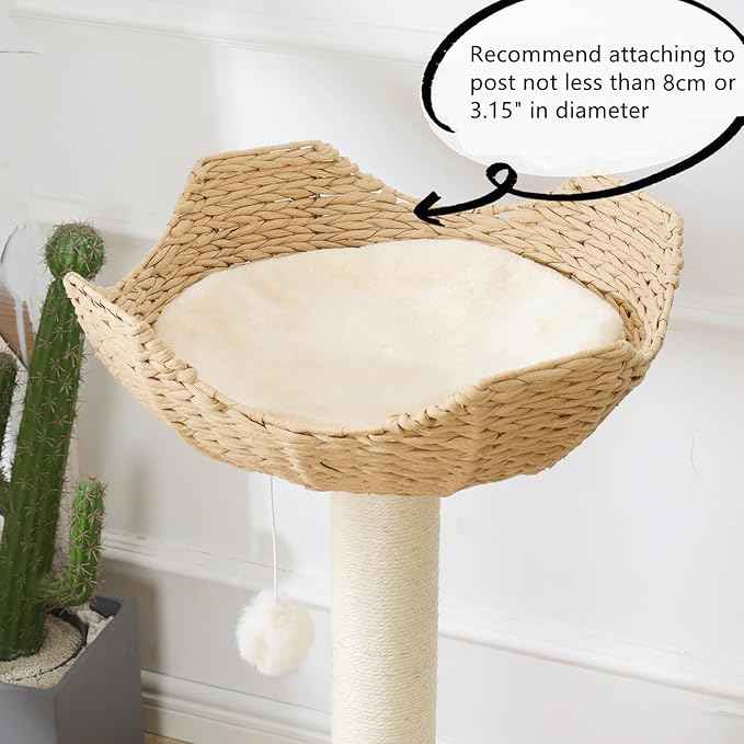 SHENGOCASE 2-Pack 18" Large Cat Tower Tree Add ons Accessories Replacement Part Basket Bed, Handwoven Wicker Rattan Nest Bowl with Soft Cushion