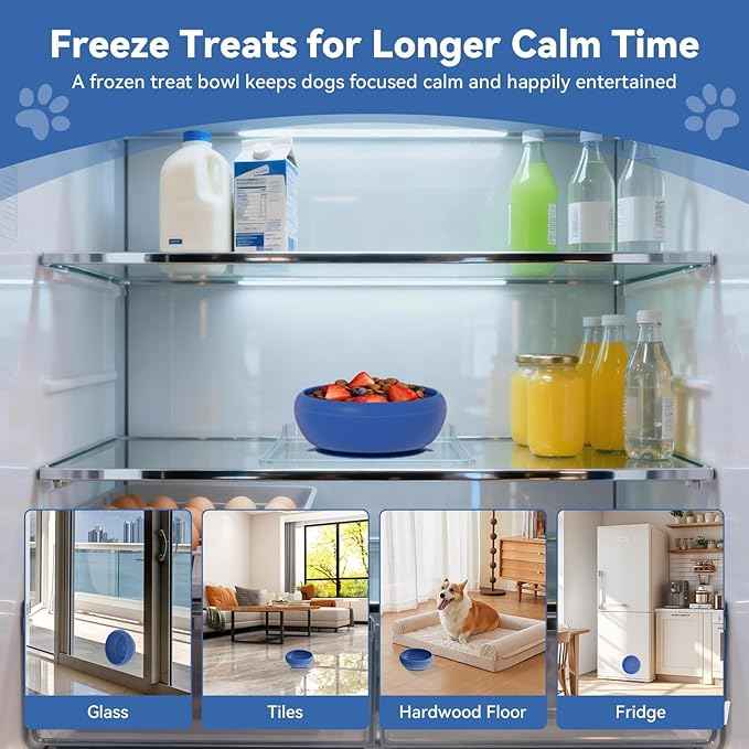 Slow Feeder Dog Bowl, BPA-Free Silicone Lick Mat for Small and Medium Dogs, Non-Slip & Dishwasher Safe (Dark Blue - S)
