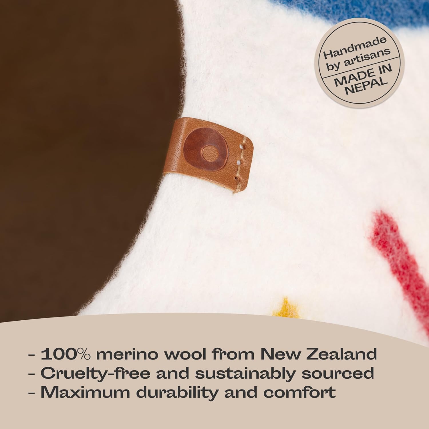 MEOWFIA Cat Cave – Premium Felt Cat Bed for Indoor Cats, Handmade 100% Merino Wool (Large, Ivory Rainbow) - Pet Explorer
