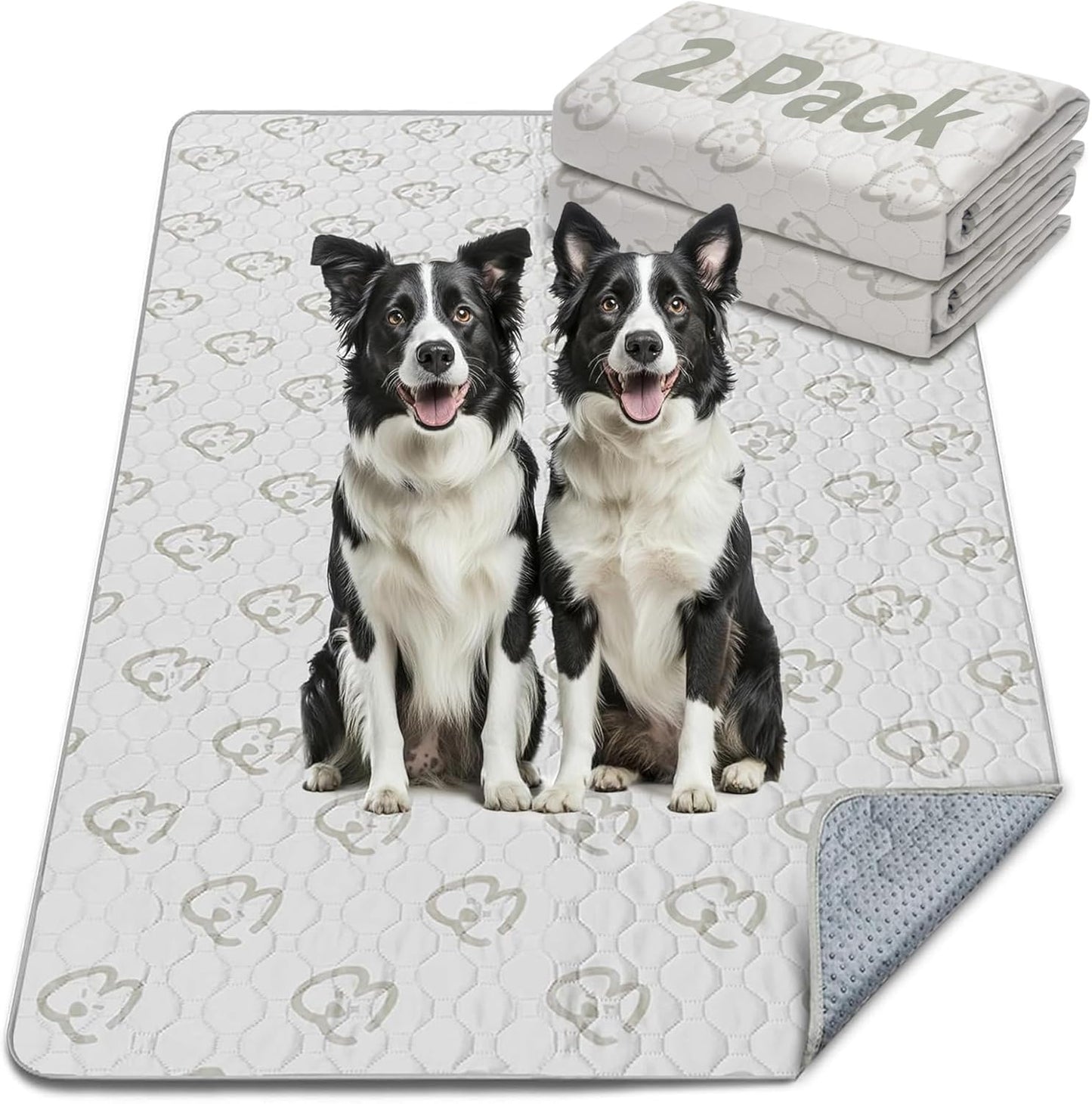 FXW Washable Pee Pads for Dogs, Puppy Pads with Super Absorbent, Specifically Designed for 48inch Cages, 47" × 29" Rectangle, Khaki, 2 Packs - Pet Explorer