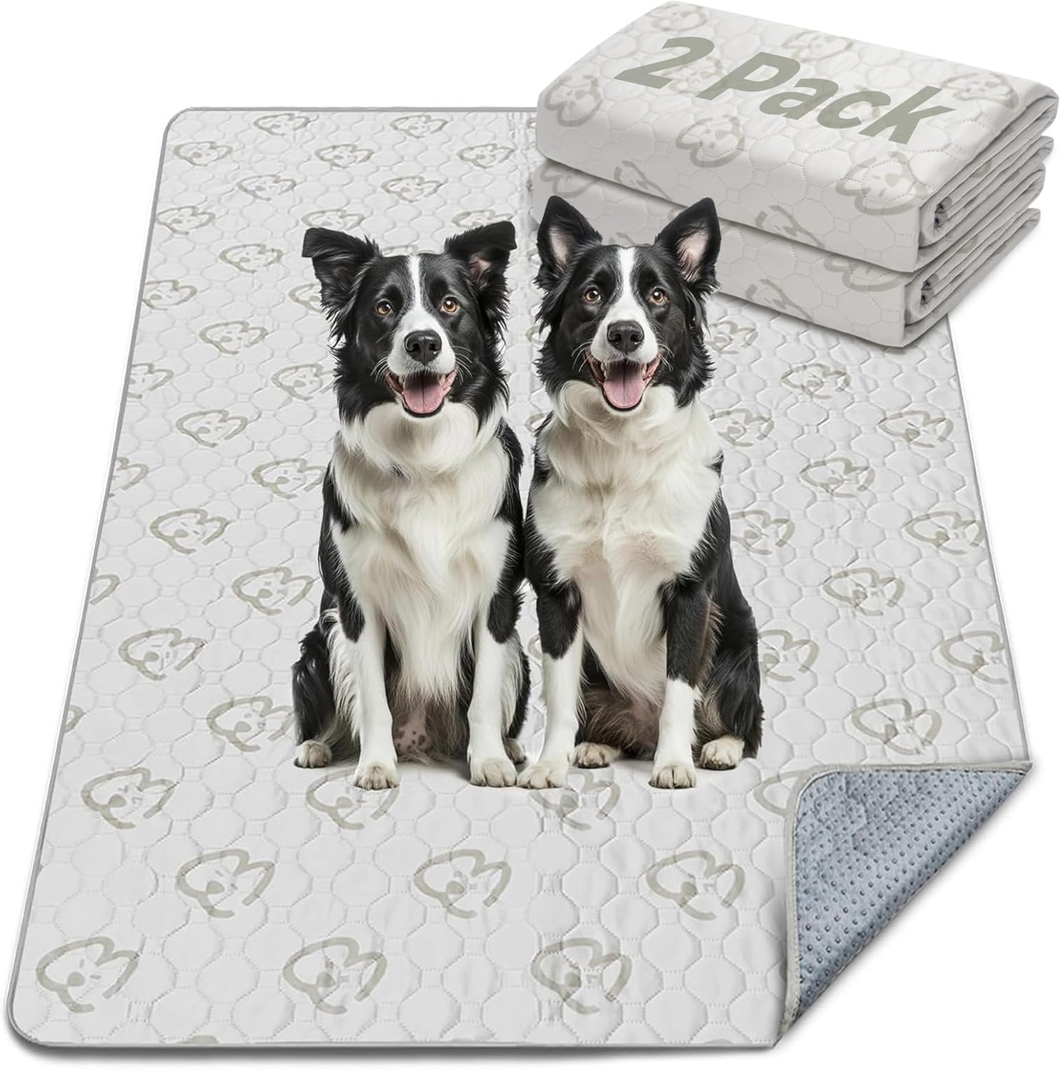 FXW Washable Pee Pads for Dogs, Puppy Pads with Super Absorbent, Specifically Designed for 48inch Cages, 47" × 29" Rectangle, Khaki, 2 Packs - Pet Explorer