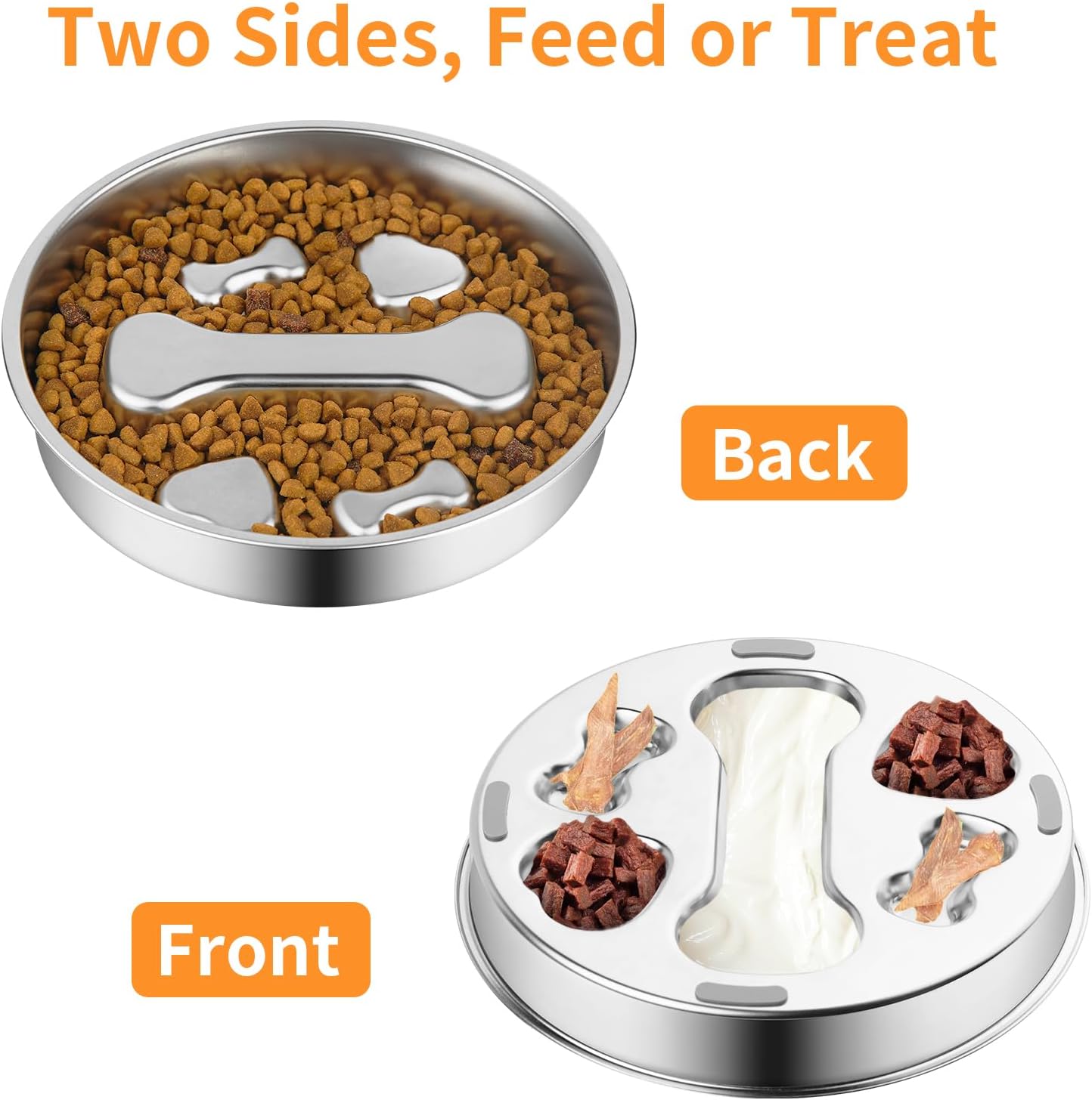 Slow Feeder Dog Bowl - 2 Cups Stainless Steel Dog Slow Feeder Food Bowl, Metal Non-Slip Lick Plate,Puppy or Cat Food Holder,Pet Supplies,Puzzle Maze Dish for Small & Medium Sized Breeds - Pet Explorer
