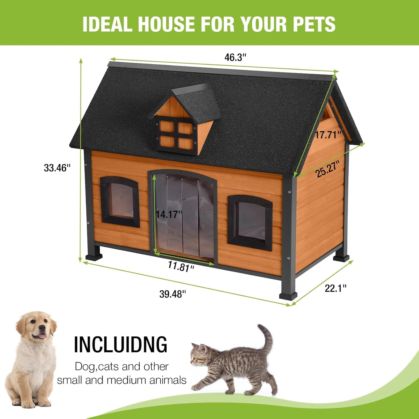 GUTINNEEN Dog House Outdoor with Strong Metal Frame Dog Kennel for Small Medium Large Dogs Puppy Cage for Winter Weatherproof - Pet Explorer