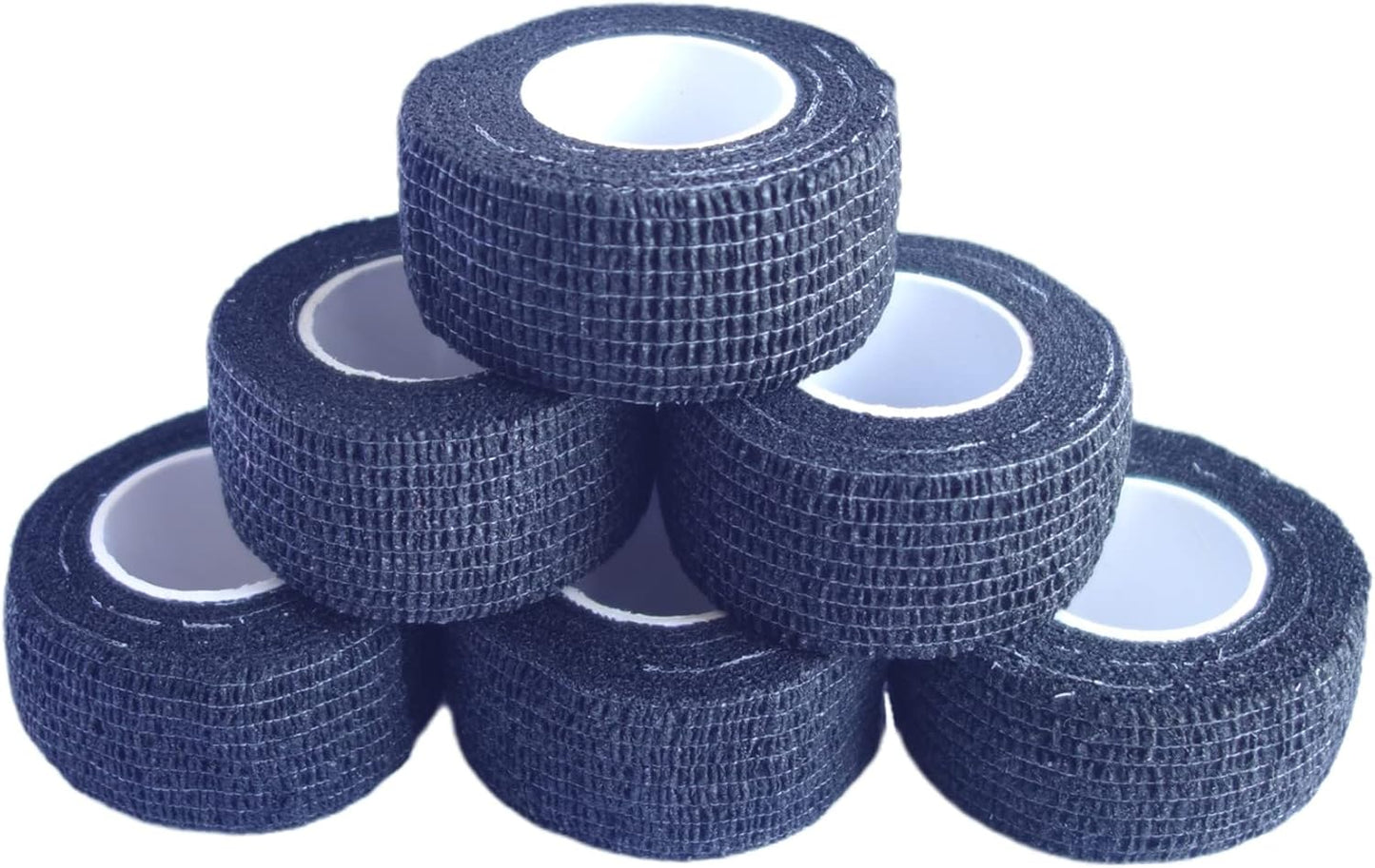 6 Pack 1" x 5 Yards Self Adhesive Bandage Wrap Breathable Cohesive Vet Wrap for Pets, Elastic Self-Adherent Tape for Sports, Wrist, Ankle (Black) - Pet Explorer