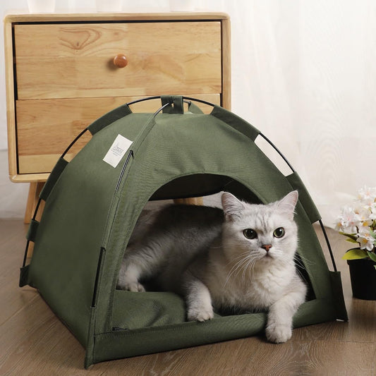 Cat Tent – Lightweight & Breathable Waterproof Shelter Designed for Indoor/Outdoor Adventures, Giving Your pet Safe Outdoor Exploration Joy. (Olive Drab, 19.7×19.7in) - Pet Explorer
