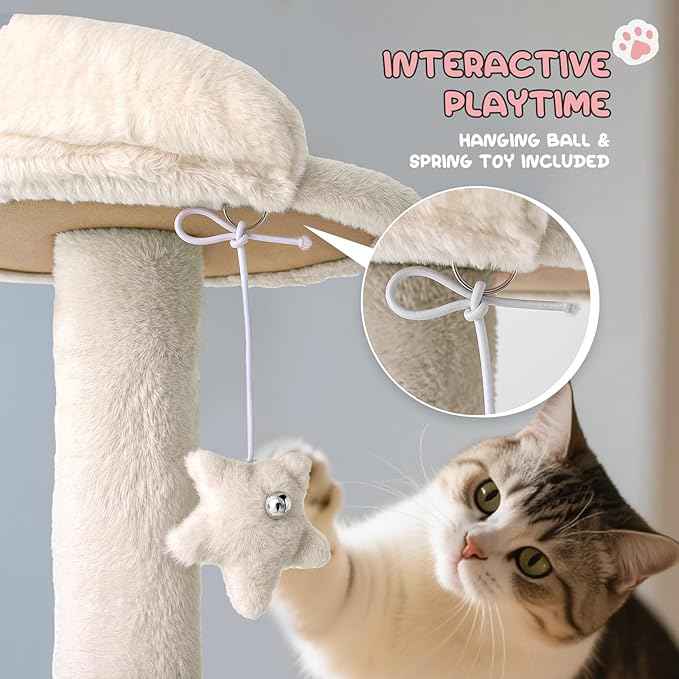 MoNiBloom 70 Inch Cat Tree Tower for Indoor Cats Large Adults, Tall Cat Tower with Scratching Post, Multi-Level Furniture Activity Center with Cat Condo Pet Play House, Beige