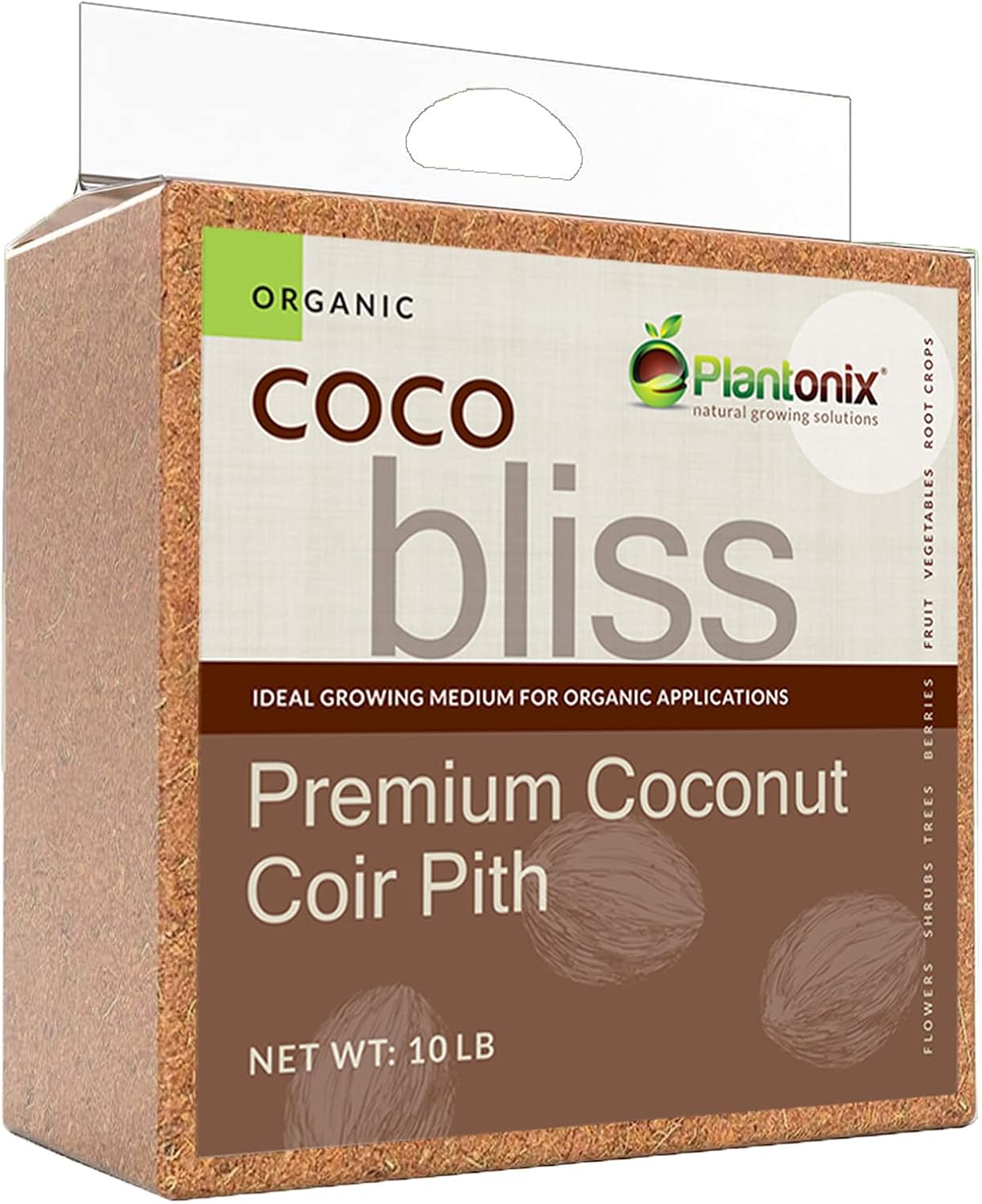 Coco Bliss (10lbs) - Organic Coco Coir for Plants - OMRI-Listed Coco Coir Brick for Garden Soil & Potting Mixes - Coconut Fiber Substrate Mixes with Potting Soil for Indoor Plants & Outdoor Plants - Pet Explorer