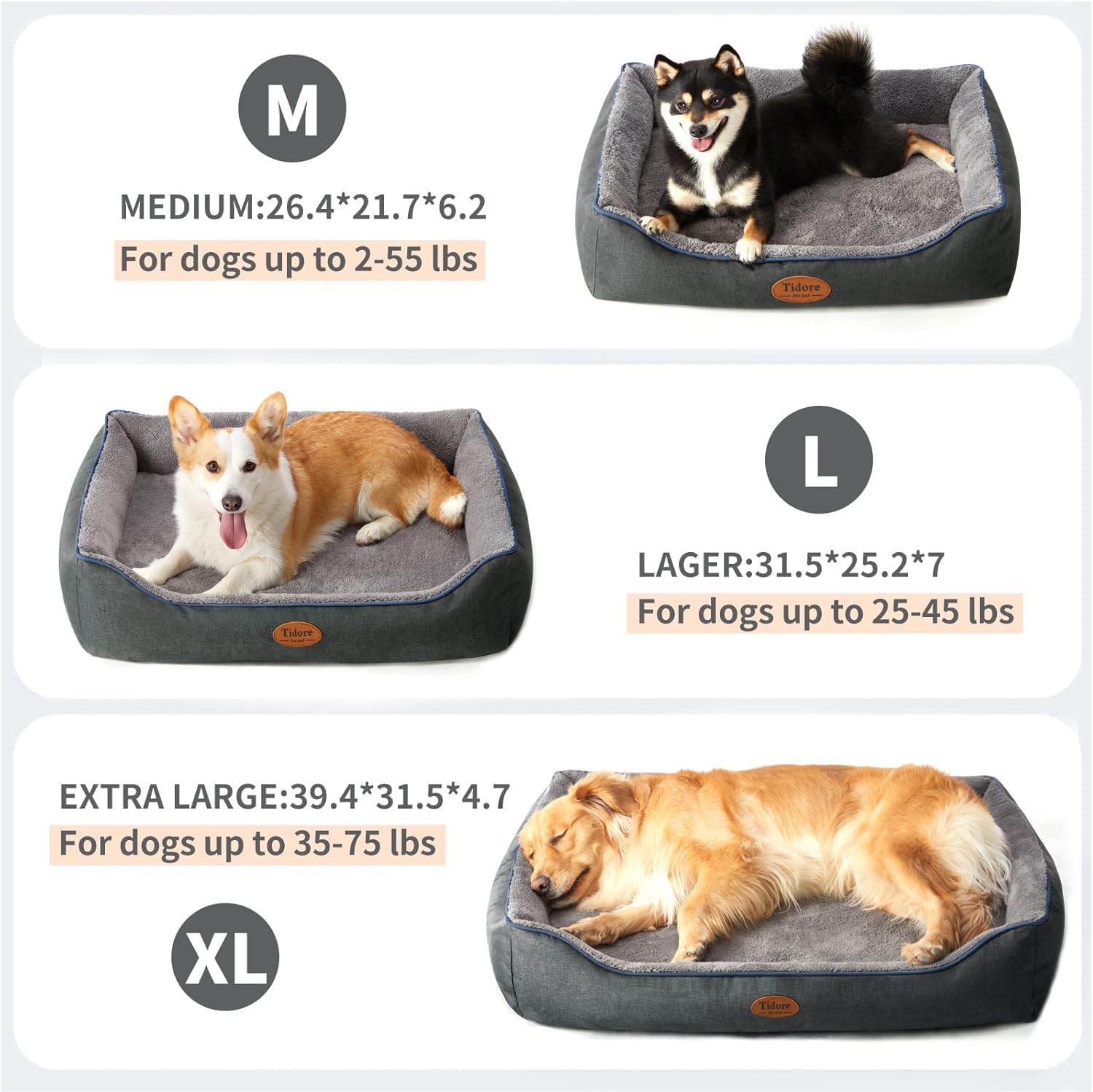 Orthopedic Dog Beds for Medium Dogs, Durable Egg Crate Foam Sofa Dog Bed wit Washable Removable Cover,Waterproof Lining,Pet Bed for Large Dogs (Dark Grey-Velvet, 31.5" L x 25.2" W x 7" Th) - Pet Explorer