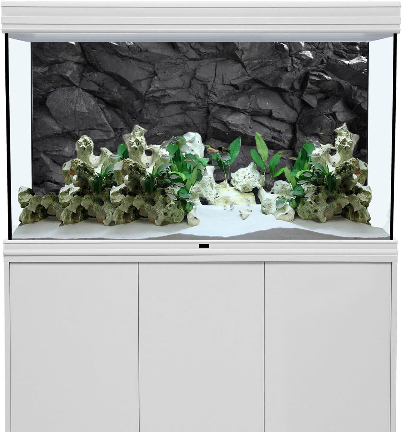 AWERT 30x18 inches Stone Aquarium Background Black Rock Fish Tank Background Rocky Terrarium Background Vinyl - Pet Explorer