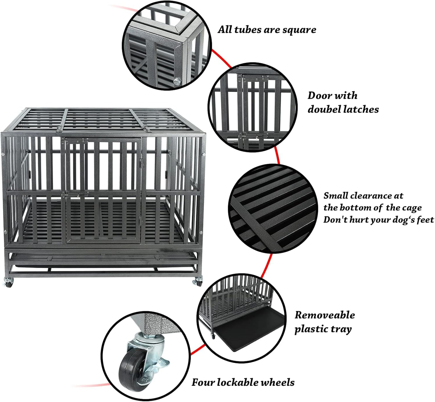 37Inch Heavy Duty Dog Cage Kennel Strong Metal Dog Cage