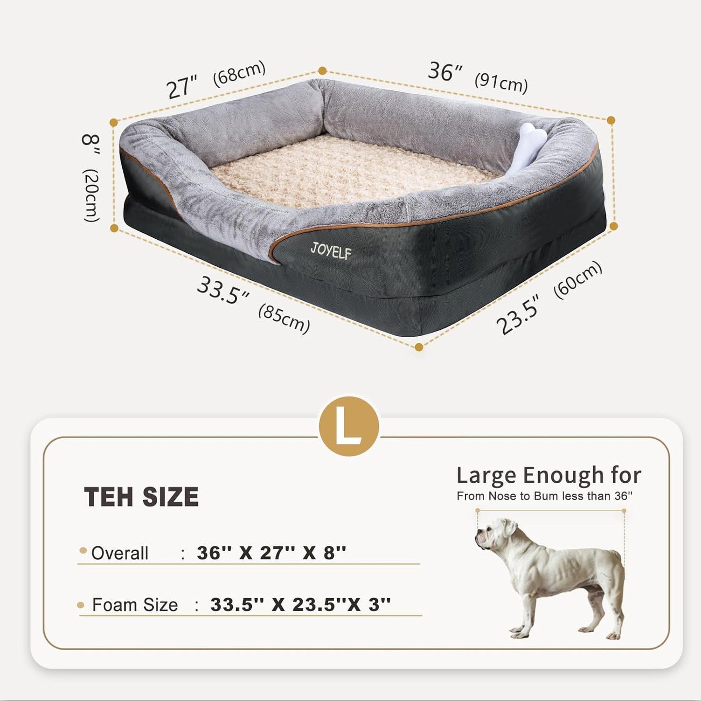 JOYELF Large Memory Foam Dog Bed, Orthopedic Dog Bed & Sofa with Removable Washable Cover and Squeaker Toy as Gift - Pet Explorer