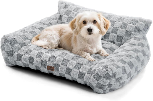 Cat Bed Cat Couch for Puppy and Kitten, Fluffy Pet Sofas Medium Dog Sofa Bed, Supportive Cats Sofa for Indoor Cats, Washable Cover & Non-Slip, 32 inch, Grey - Pet Explorer