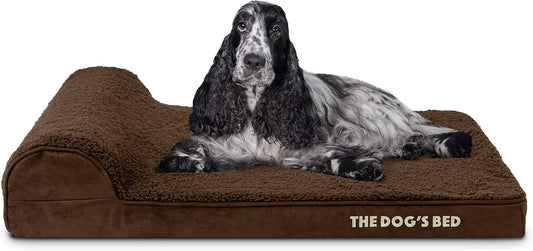 The Dog’s Bed Orthopedic Headrest Dog Bed Med Brown 34x22, Memory Foam, Pain Relief for Arthritis, Hip & Elbow Dysplasia, Post Surgery, Lameness, Veterinary Approved, Waterproof Washable Cover - Pet Explorer