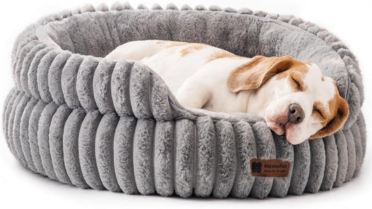 MEWOOFUN Dog Bed for Medium Dogs, Washable Large Cat Beds for Indoor Cats, Donut Pet Bed for Dogs and Cats with Anti-Slip Bottom (Grey, 27"x27"x10") - Pet Explorer