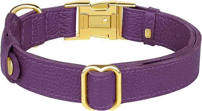 Leather Airtag Dog Collar - Soft Tracking Dog Collar with Apple AirTag Holder and Metal Buckle - Safety GPS Pet Collars for Small Medium Large Dogs Puppy Pink Red (Purple, XL, 20"-25" Neck Fit)