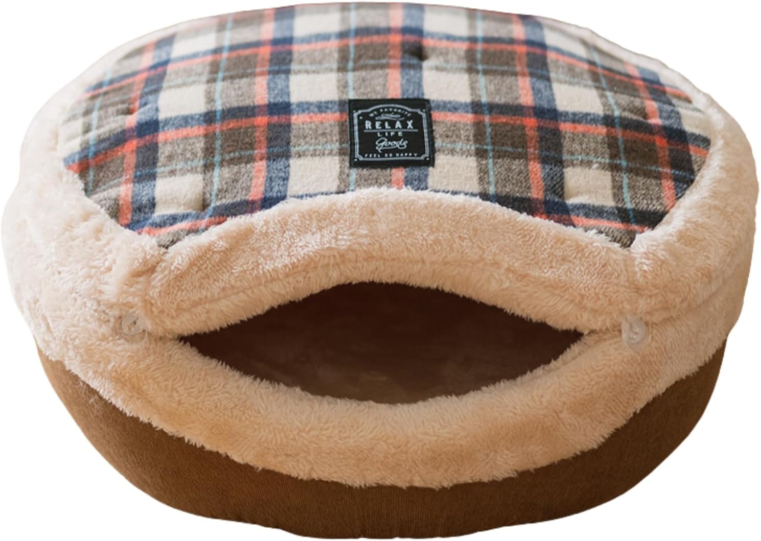 Cat Cave Bed – Plush, Warm & Calming Hideaway with Detachable Lid & Mat, Covered House for Indoor Kitten & Kitty (Brown) - Pet Explorer