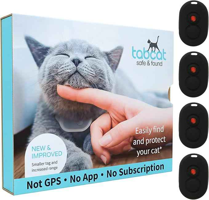 Tabcat V2 Cat & Kitten Tracker - No Monthly Subscription Fee | 4 Lightweight Homing Tags, Cases & Tracking Handset | More Accurate Than GPS | Track 4 Cats Indoors & Outdoors to 1" & 500 ft Range