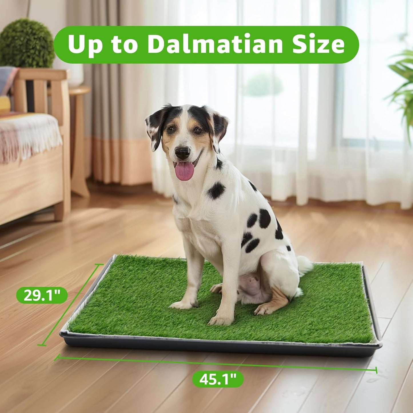 Dog Grass Large Potty Patch, Dog Litter Boxes Artificial Grass Bathroom Turf for Pet Training, Washable Puppy Pee Pad, Perfect Indoor/Outdoor Portable Potty Pet Loo (Potty system-45.1"x29.1") - Pet Explorer