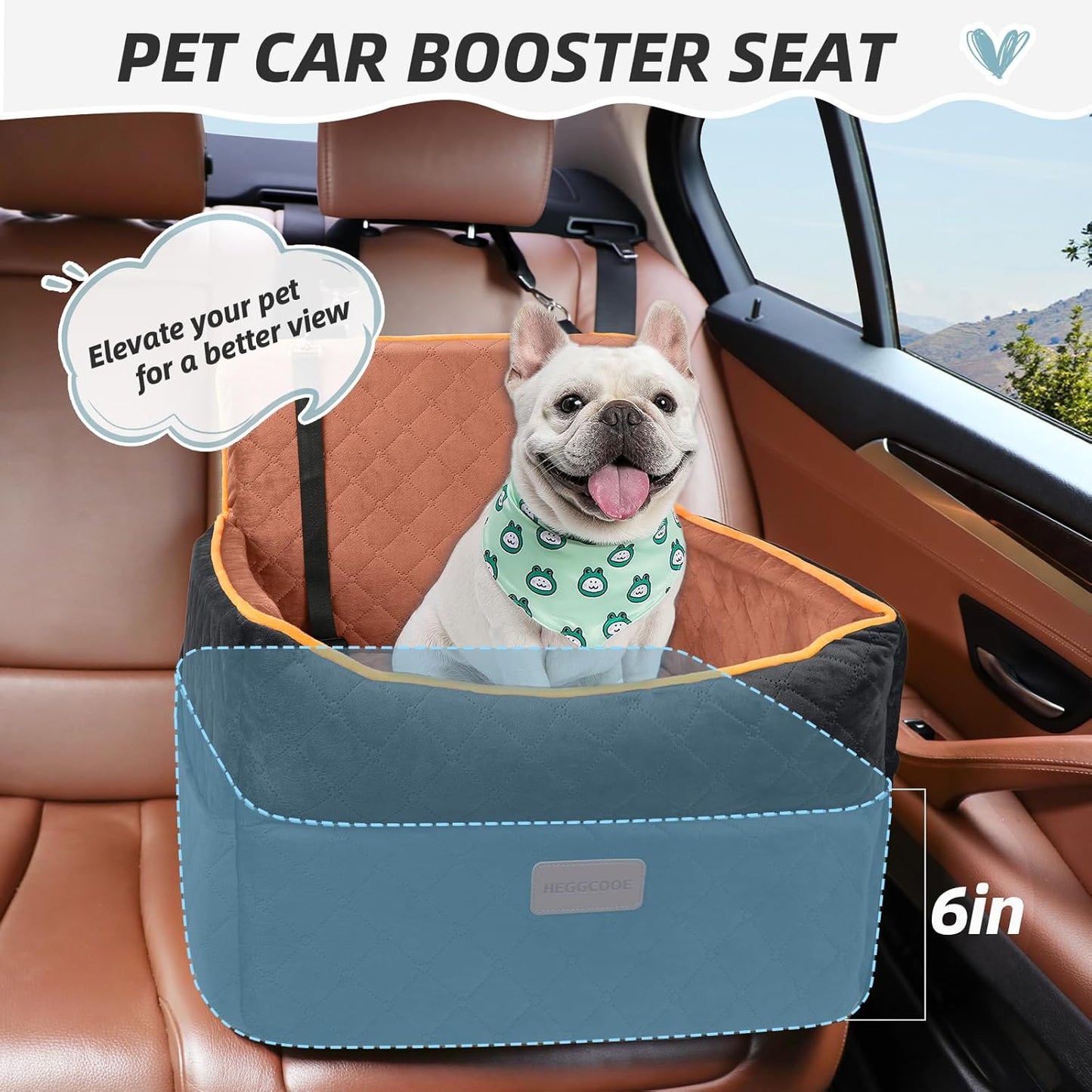 Small Dog Car Seat, Memory Foam Dog Booster Seats with Thick Cushion for Medium Dogs Under 35lbs, Detachable Washable Pet Car Seat Travel Bed with Storage Pockets,2 Safety Belts - Pet Explorer