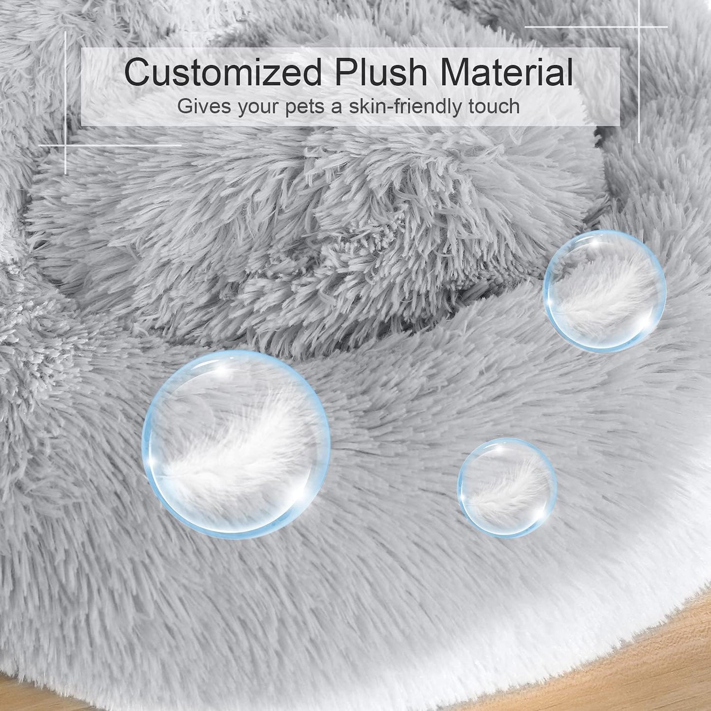 Dog Bed, Cat Calming Bed, Faux Fur Pillow Pet Donut Cuddler Round Plush Bed for Large Medium Small Dogs and Cats - Pet Explorer