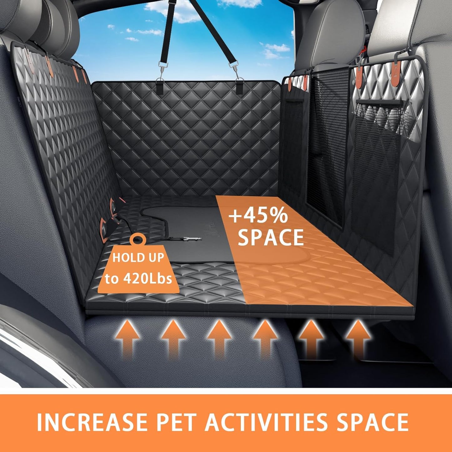 Dog Back Seat Cover Hard Bottom Truck Back Seats Protector, Large Backseat Extender for Dogs, Car Pet Rear Seat Covers Waterproof Dog Hammock Travel Accessories for Truck - Pet Explorer