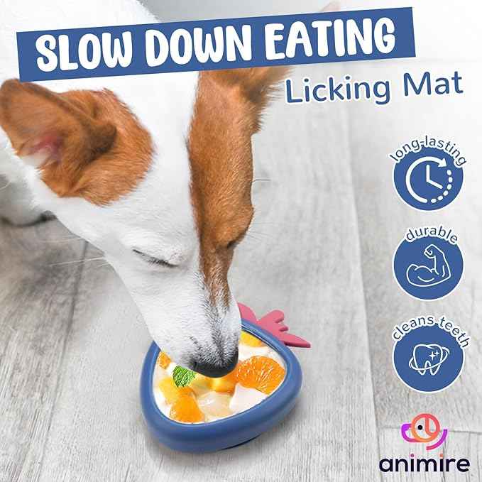 Freeze Dog Lick Bowl, Animire Non-Slip Slow Feeder Lick Mat for Dogs, Silicone Dog Enrichment Bowl for Distraction Anxiety Relief Boredom, BPA Free, Dishwasher Safe(Dark Blue,S)