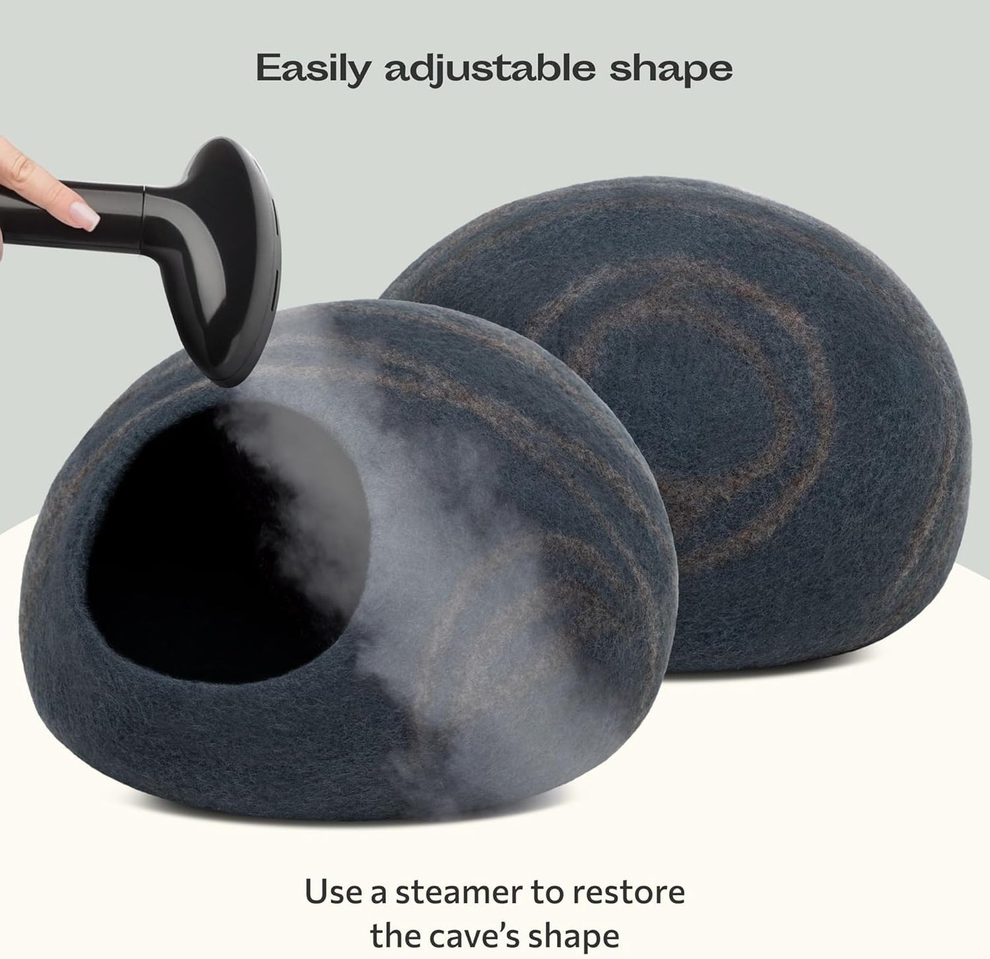 MEOWFIA Premium Felt Cat Bed Cave - Handmade 100% Merino Wool Bed for Cats and Kittens (Large, Slate Grey) - Pet Explorer