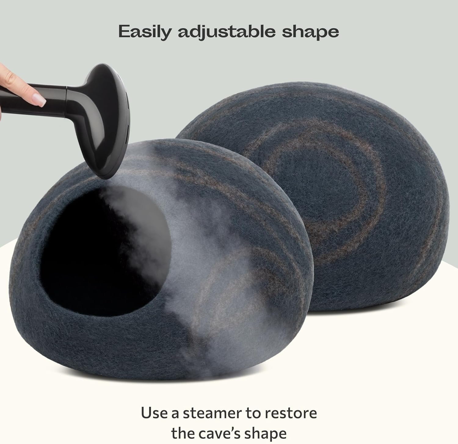 MEOWFIA Premium Felt Cat Bed Cave - Handmade 100% Merino Wool Bed for Cats and Kittens (Large, Slate Grey) - Pet Explorer