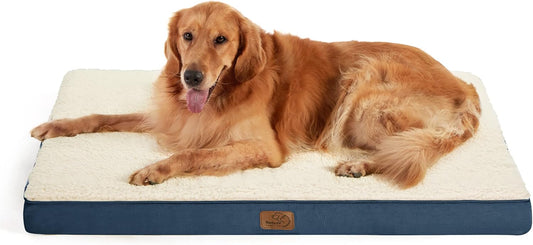 Bedsure XL Dog Beds Large Sized Dog -Orthopedic Flat Extra Large Pet Beds with Removable Washable Cover, Egg Crate Foam Mat, Suitable for Pet Up to 100 lbs - Pet Explorer