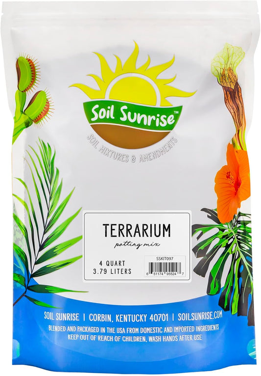 Terrarium Potting Soil Mix (4 Quarts), w/Blended Filtering Charcoal Custom Made for Terrariums - Pet Explorer