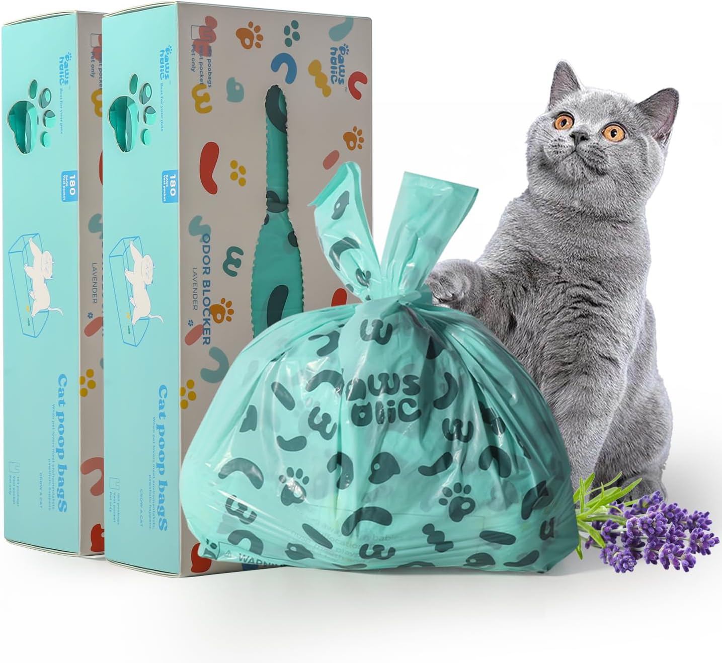 Cat Litter Bags Biodegradable 100% Leak-Proof Cat Poop Bags with Handle, 360 Counts, Cornstarch Based Extra Thick, Easy Tie Pet Waste Pick Up Bag (Lavender Scented) - Pet Explorer