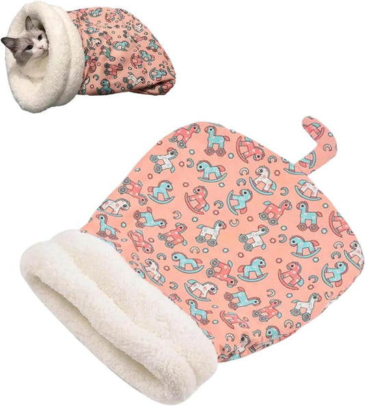 Cat Sleeping Bag - Cozy Pet Nest, Soft Fluffy Washable Bed Cave, Blanket for Indoor Cats (C) - Pet Explorer