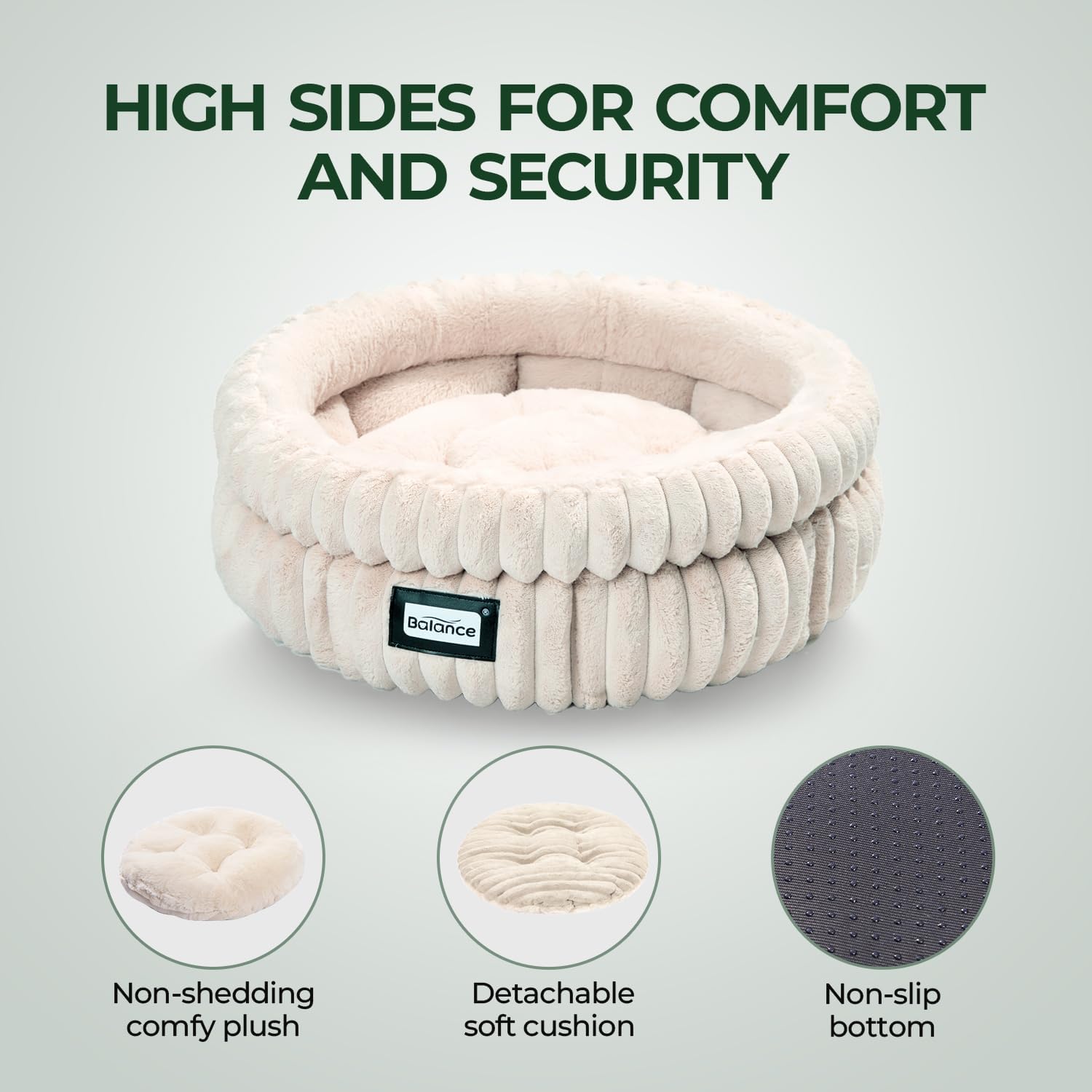 BALANCE Cat Bed Kitten Bed, Washable Round Cat Beds for Indoor Cats,Super Soft Plush Faux Fur Pet Bed for Puppy and Kitten with Anti-Slip Bottom - Pet Explorer