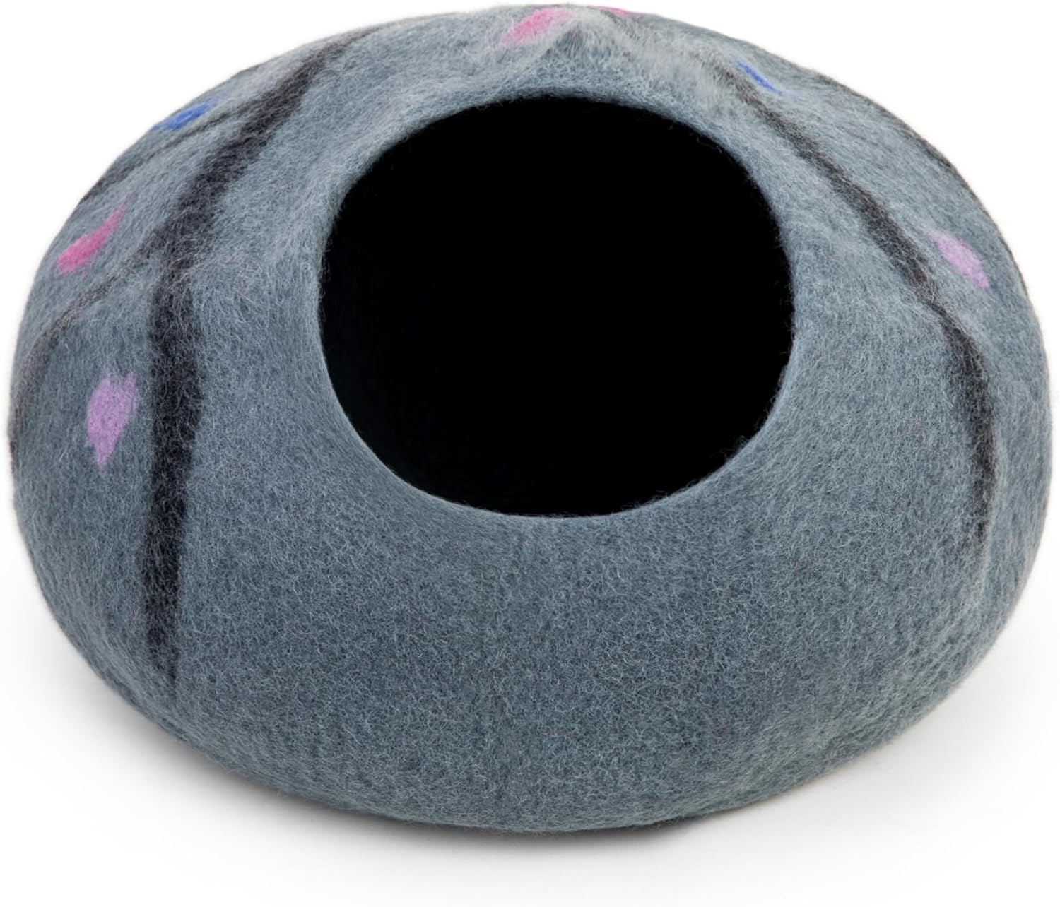 Woolygon Premium Felt Cat Cave Bed – Wool Kitty Beds Handcrafted Kitten Caves Bed for Indoor Cats - Made from 100% Eco-Friendly Merino Wool, Foldable Cat Hidewawy Covered Cat Houses (Enchanted Tree) - Pet Explorer
