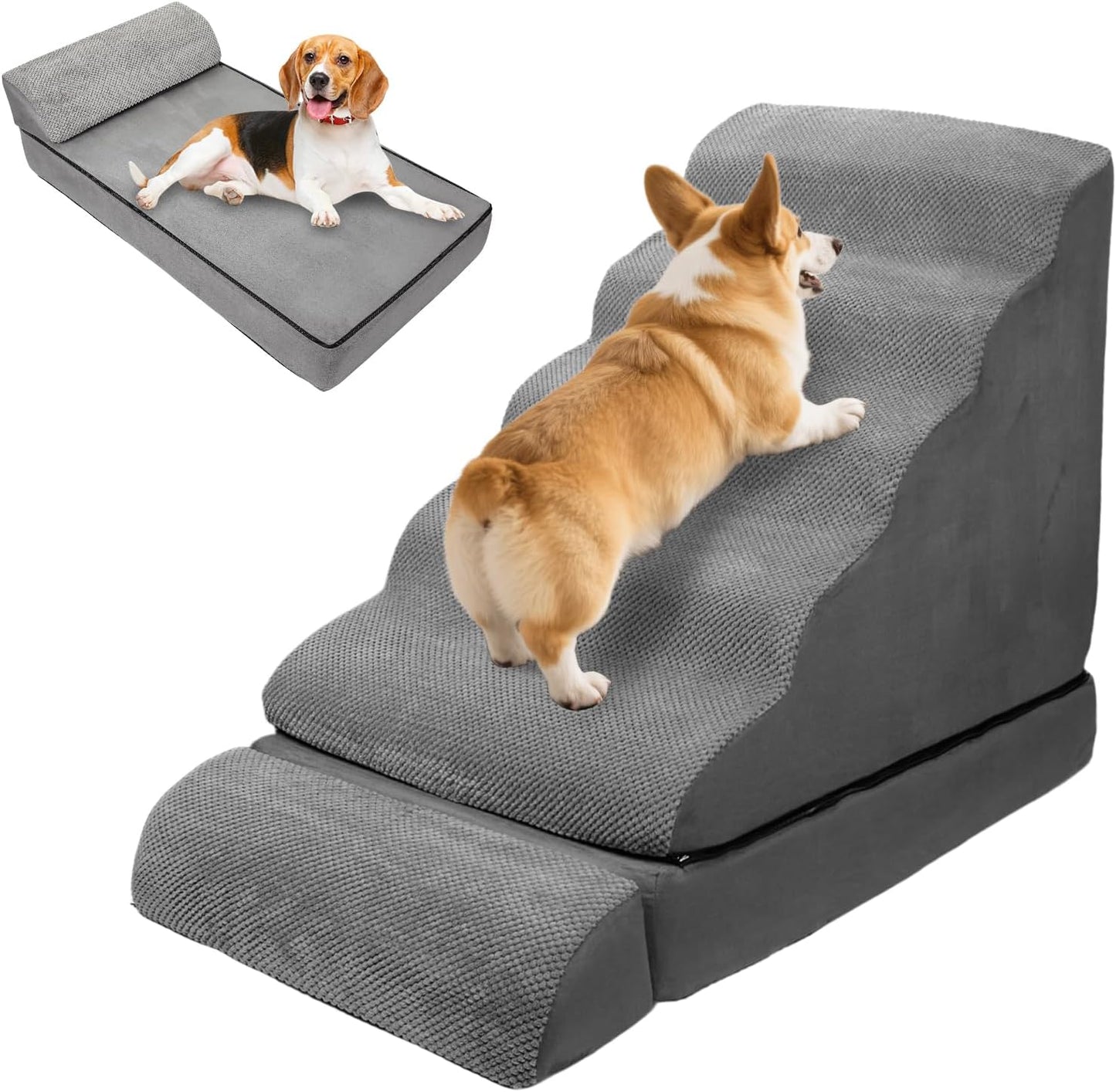 Dog Stairs & Steps for High Beds 30 Inches Tall, LitaiL 6 Steps Pet Stairs/Steps for Beds 24-30inch High for Small Large Dogs, Non-Slip Dog Ramps/Ladder for Old Dogs/Cats - Pet Explorer