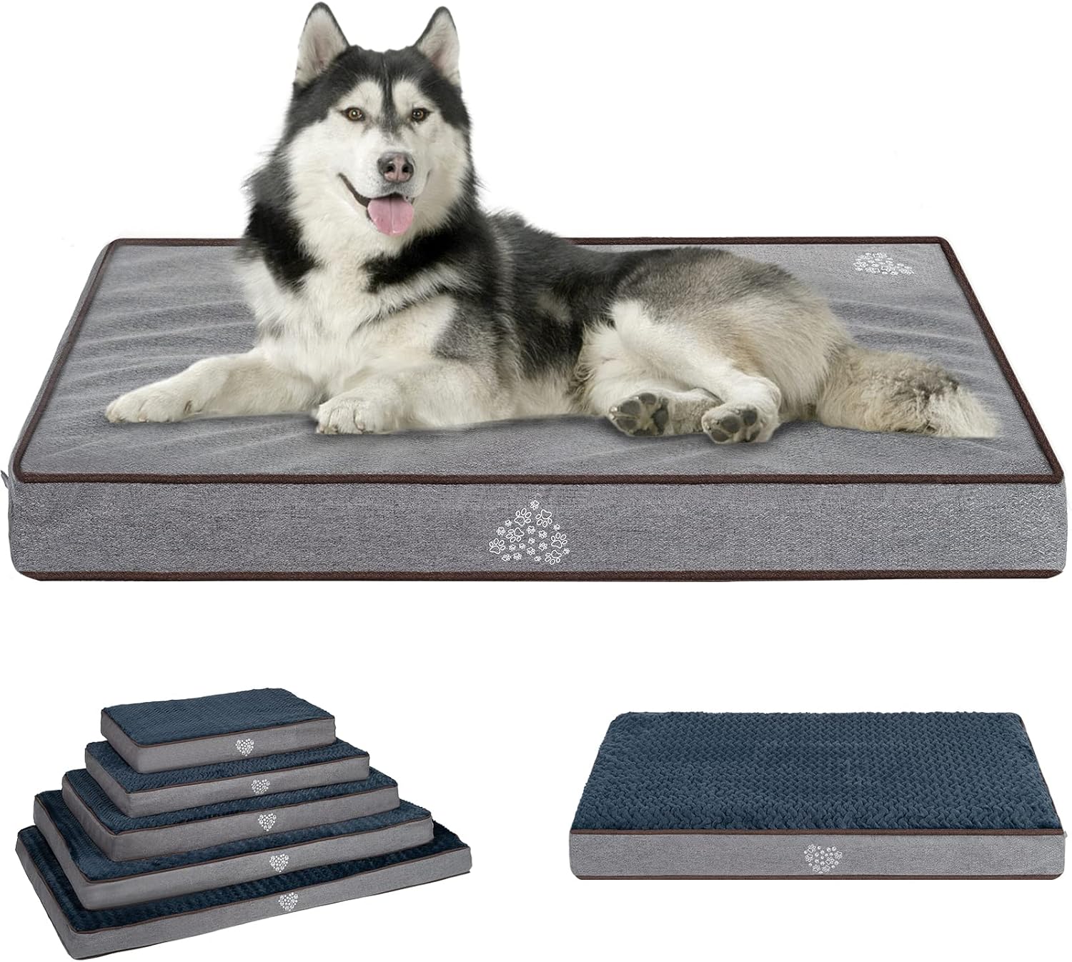VANKEAN Dog Bed Soft Crate Pad Mat Reversible Warm& Cool, Washable Comfy Kennel Pad with Orthopedic Egg-Crate Foam for Small Medium Large Dogs, Water-Resistant Pet Bed, Grey - Pet Explorer