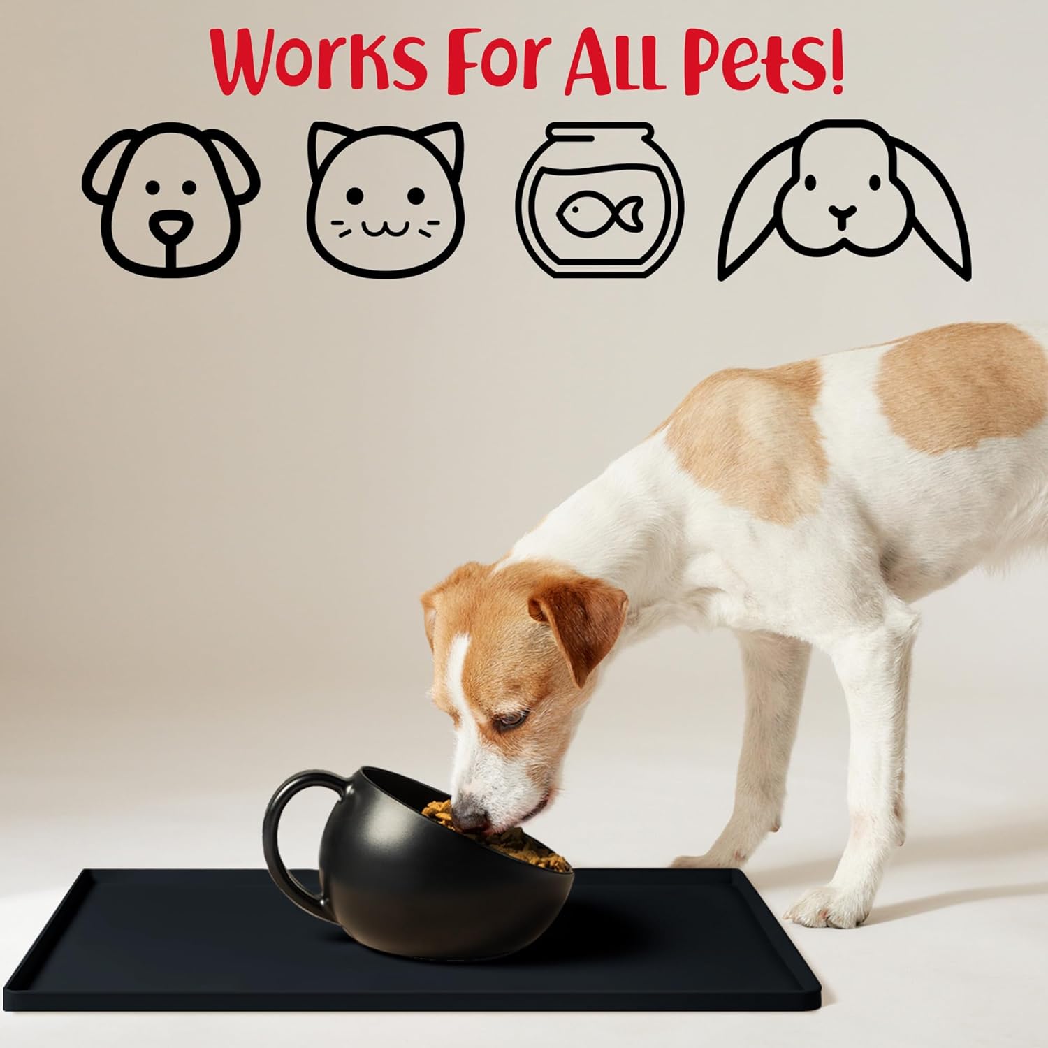 DogBuddy Dog Food Mat Waterproof Silicone Pet Feeding Mat for Dogs, Non-Slip, Easy to Clean, Black - Pet Explorer