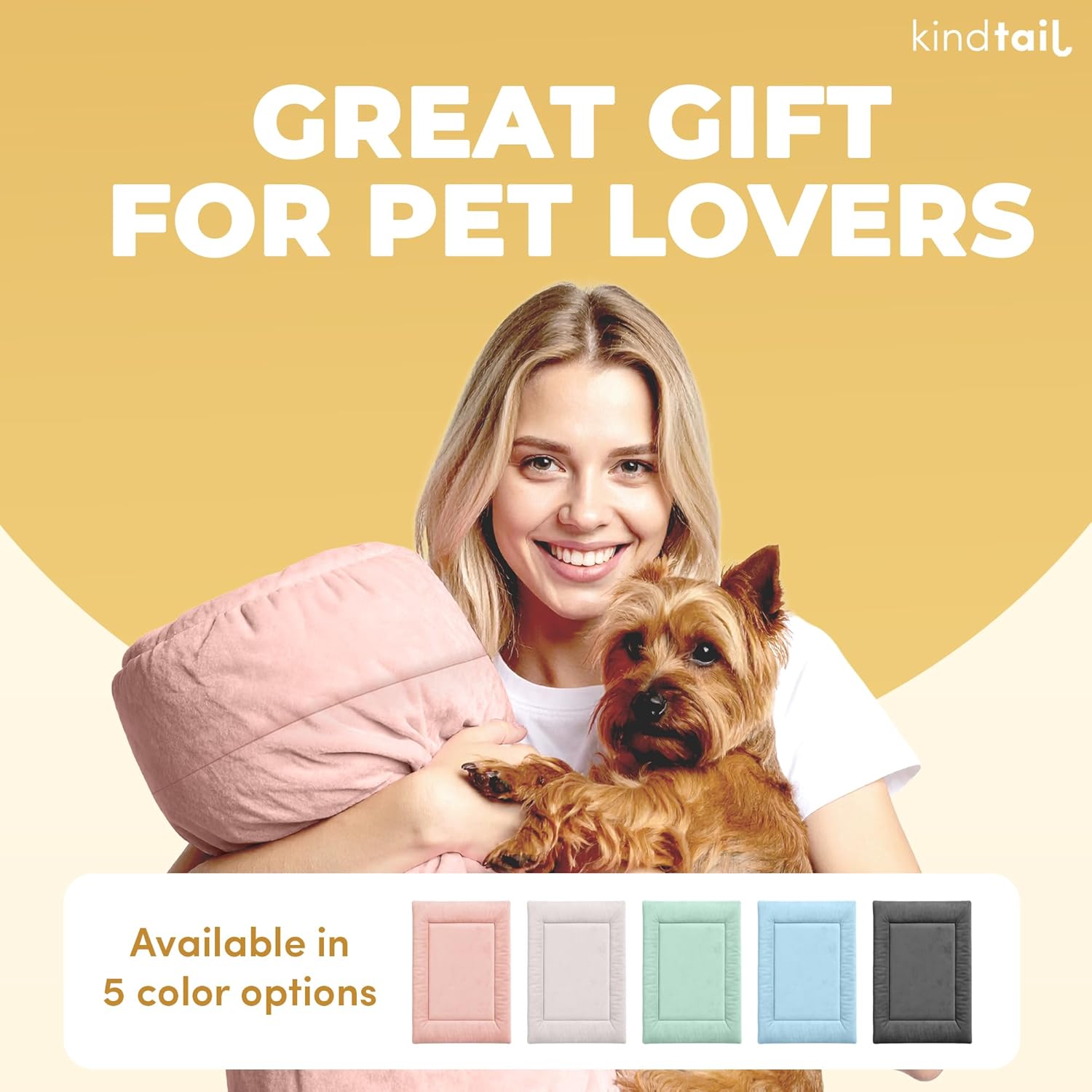 KindTail Dog Crate Pad - Soft Velvet, Reversible Bed - Machine Washable Kennel Mat for Pets up to 15 lbs, Mattress for Cozy Sleeping - 20” x 15” x 1” (Dark Grey, Small) - Pet Explorer