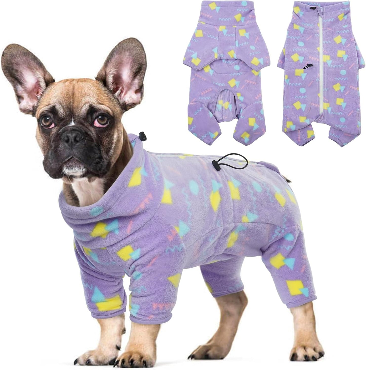 ROZKITCH Fleece Dog Jumpsuit, Pet Windproof Warm Cold Weather Jacket Vest with Luminous Zipper, Jumpsuit Apparel Outfit Clothes for Large Giant Dog Geometry 4XL