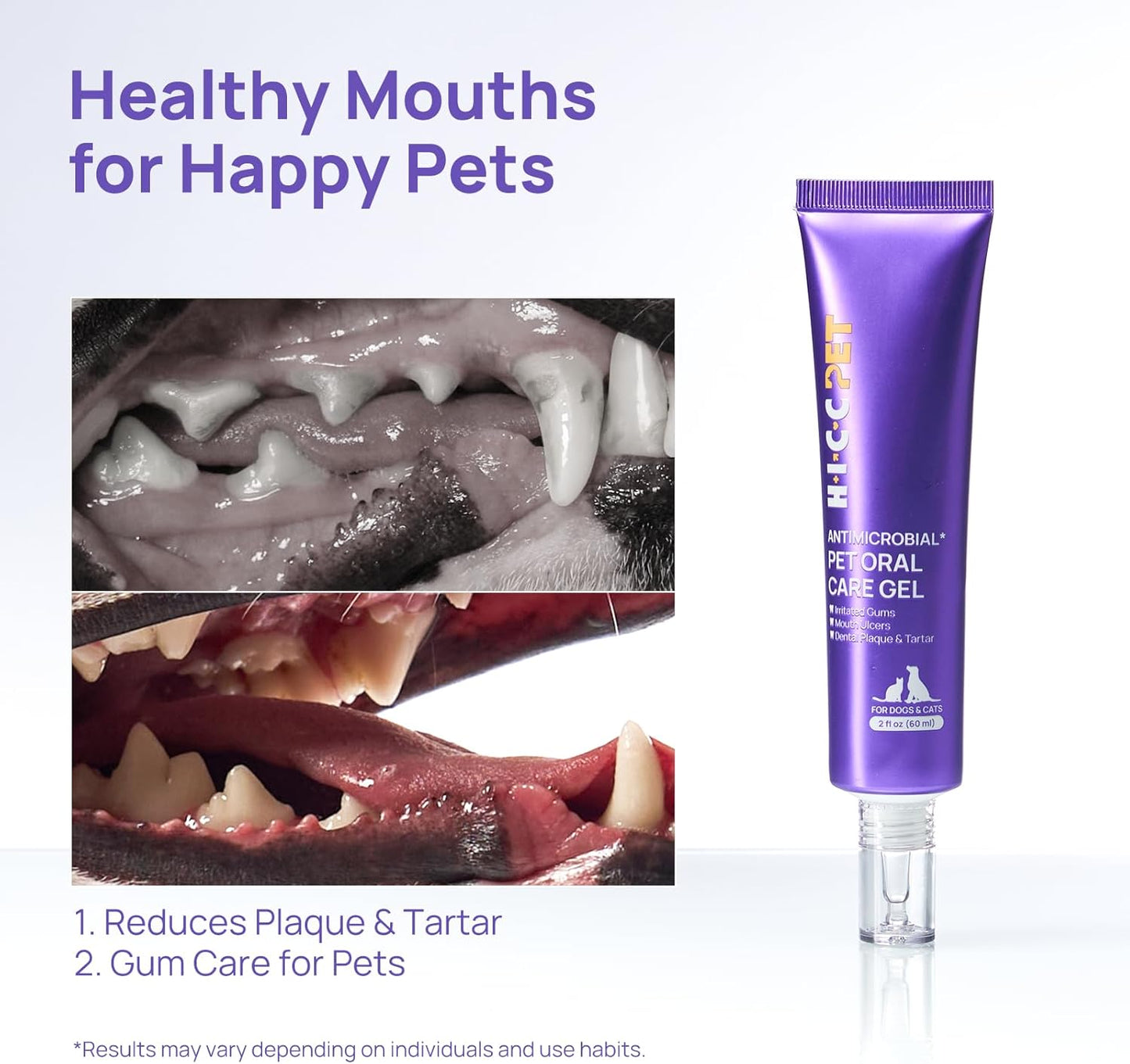 HICC PET Dog Dental Care, Oral Hydro Gel Teeth Cleaning and Breath Freshener for Dog and Cat, Relieve Gum Redness, Soothes Inflammation, Reduce Tarter and Plaque, Safe for All Animals, 2 Fl Oz - Pet Explorer