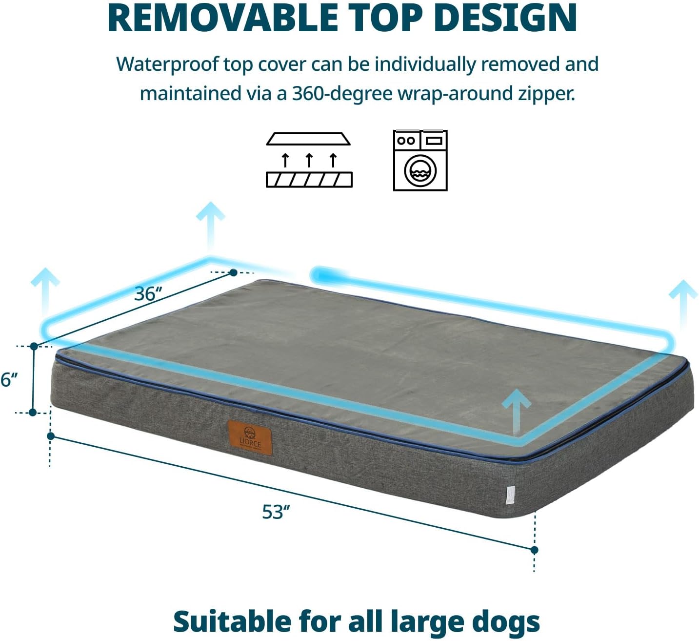 Orthopedic Memory Foam Giant Dog Bed - 6" Thick Beds for Large Sized Dog - Waterproof Removable Washable Cover & Wrap-Around Zipper - Ultimate Comfort & Easy Maintenance, Dark Grey - Pet Explorer