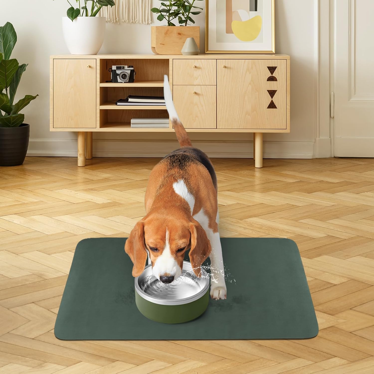 Quick Dry Absorbent Dog Food Mat, 24 x 16 in Diatom Mud Dog Water Bowl Mat, No Messy Anti-Slip Pet Feeding Mat for Medium and Large Dogs - Pet Explorer