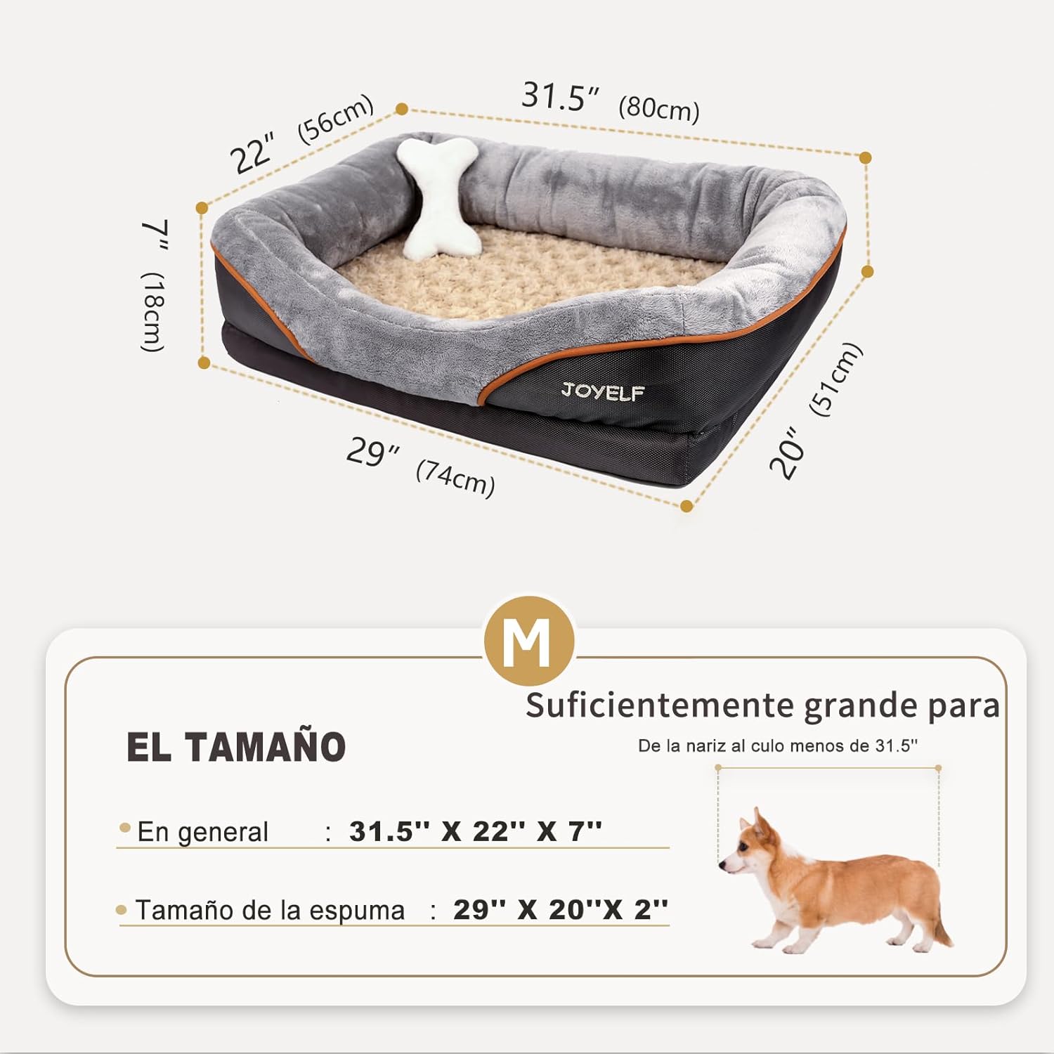 JOYELF Medium Memory Foam Dog Bed Orthopedic Dog Bed & Sofa with Removable Washable Cover and Squeaker Toy as Gift - Pet Explorer