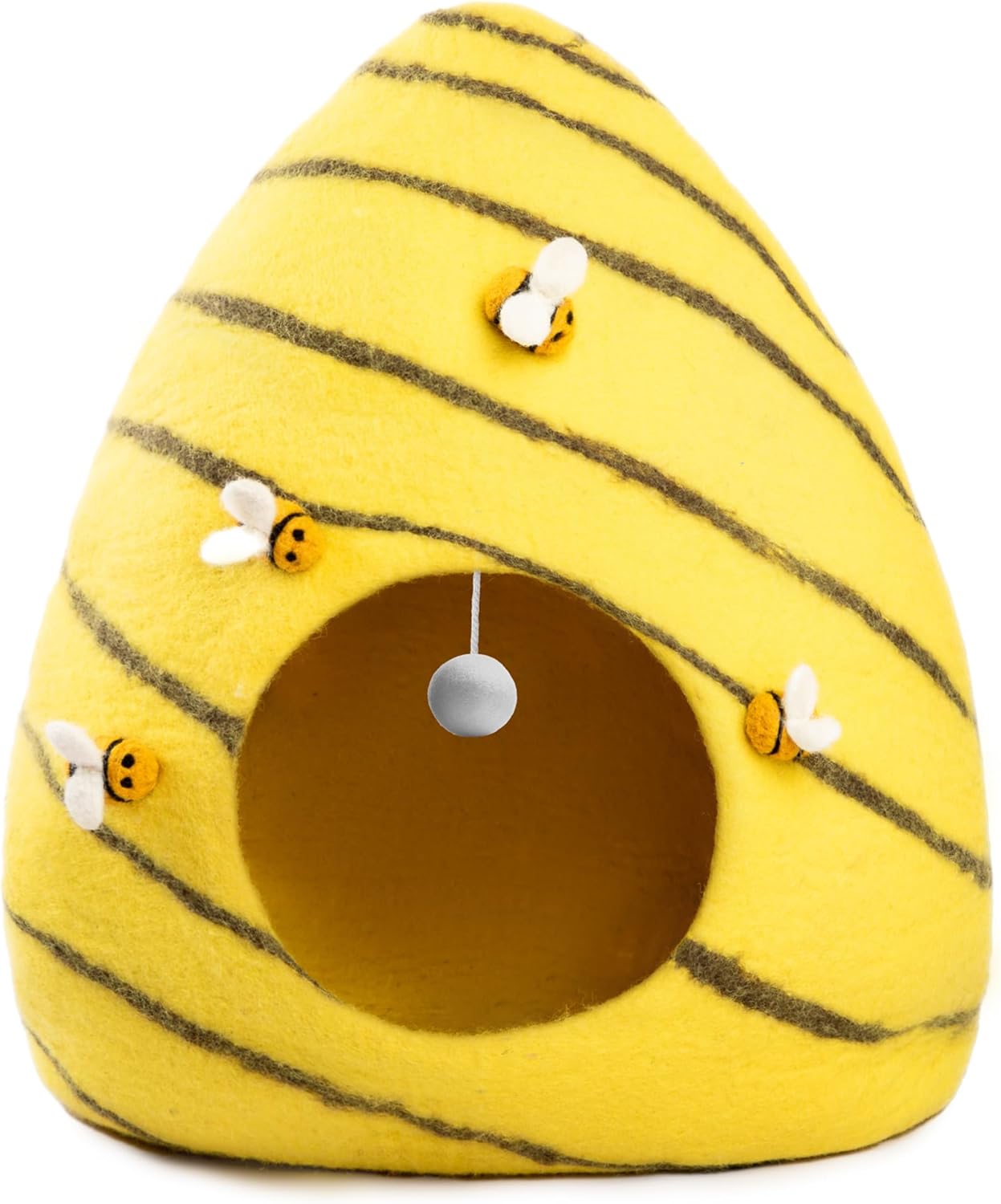 Luxurious Eco-Friendly Merino Wool Cat Cave Bed Beehive - Foldable Hideaway Pod for Indoor Cats - Premium Felt Kitten Beds - Covered Cat House for Ultimate Cozy Comfort by Woolygon - Pet Explorer
