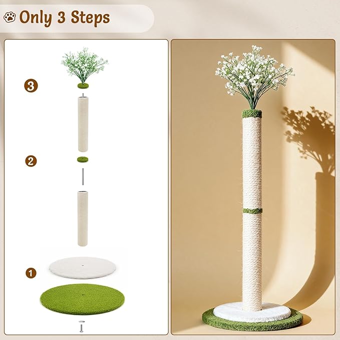 CWV 45" Tall Cat Scratching Post, Cute Starlight Bouquet Cat Scratcher for Indoor Adult Cats & Kittens, Cat Tree with Sturdy Base, Sisal Rope, Interactive Toys & Cat Gifts, Rascadores para Gatos