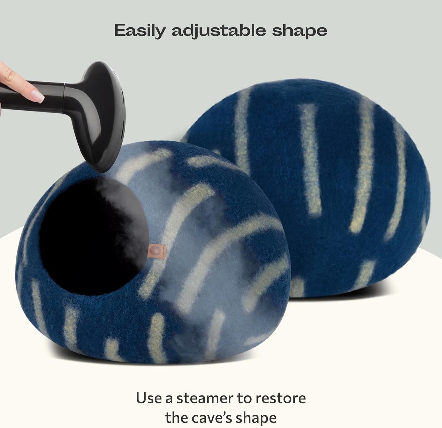 MEOWFIA Cat Cave – Premium Felt Cat Bed for Indoor Cats, Handmade 100% Merino Wool (Large, Deep Azure) - Pet Explorer