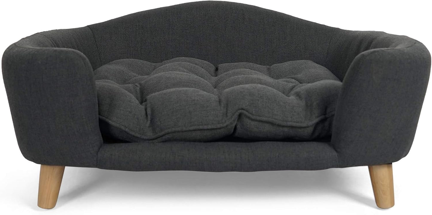 Christopher Knight Home Elroy Orthopedic Dog Bed, Elevated Dog Sofa Bed for Small Dog, Supportive Foam Pet Couch Bed with Wooden Legs, Modern Pet Sofa Bed, Dark Gray