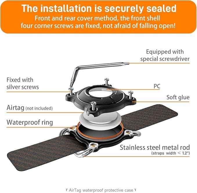 IPURLAR for Airtag | Dog Airtag Holder | Waterproof - Airtag Dog Collar Holder with Removable Metal Loop, Light Weight fit Width1.2in/ Thick0.18in Airtag Collar Holder